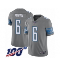 Men's Detroit Lions #6 Sam Martin Limited Steel Rush Vapor Untouchable 100th Season Football Jersey