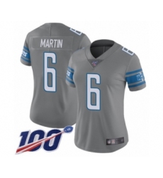 Women's Detroit Lions #6 Sam Martin Limited Steel Rush Vapor Untouchable 100th Season Football Jersey