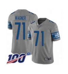Men's Detroit Lions #71 Ricky Wagner Limited Gray Inverted Legend 100th Season Football Jersey