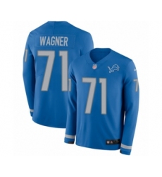 Youth Nike Detroit Lions #71 Ricky Wagner Limited Blue Therma Long Sleeve NFL Jersey