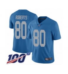 Men's Detroit Lions #80 Michael Roberts Blue Alternate Vapor Untouchable Limited Player 100th Season Football Jersey