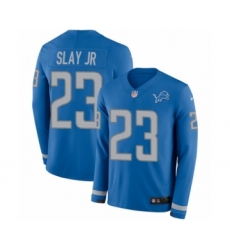 Youth Nike Detroit Lions #23 Darius Slay Limited Blue Therma Long Sleeve NFL Jersey