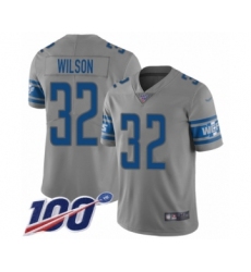 Men's Detroit Lions #32 Tavon Wilson Limited Gray Inverted Legend 100th Season Football Jersey