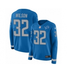 Women's Nike Detroit Lions #32 Tavon Wilson Limited Blue Therma Long Sleeve NFL Jersey