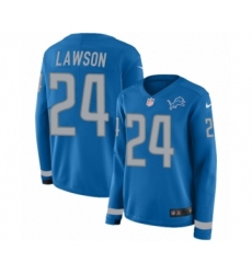 Women's Nike Detroit Lions #24 Nevin Lawson Limited Blue Therma Long Sleeve NFL Jersey
