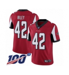 Men's Atlanta Falcons #42 Duke Riley Red Team Color Vapor Untouchable Limited Player 100th Season Football Jersey