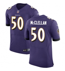 Men's Nike Baltimore Ravens #50 Albert McClellan Elite Purple Team Color NFL Jersey