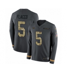 Youth Nike Baltimore Ravens #5 Joe Flacco Limited Black Salute to Service Therma Long Sleeve NFL Jersey