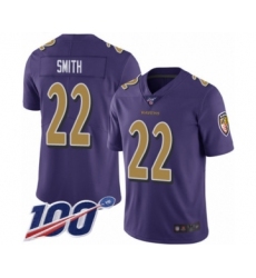 Men's Baltimore Ravens #22 Jimmy Smith Limited Purple Rush Vapor Untouchable 100th Season Football Jersey