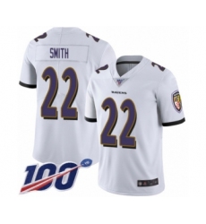 Men's Baltimore Ravens #22 Jimmy Smith White Vapor Untouchable Limited Player 100th Season Football Jersey
