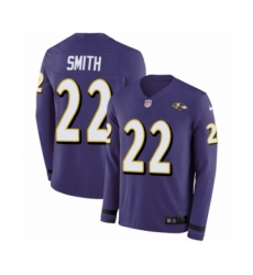 Youth Nike Baltimore Ravens #22 Jimmy Smith Limited Purple Therma Long Sleeve NFL Jersey