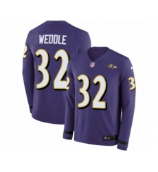 Youth Nike Baltimore Ravens #32 Eric Weddle Limited Purple Therma Long Sleeve NFL Jersey