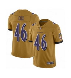Youth Baltimore Ravens #46 Morgan Cox Limited Gold Inverted Legend Football Jersey