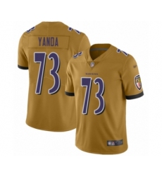 Youth Baltimore Ravens #73 Marshal Yanda Limited Gold Inverted Legend Football Jersey
