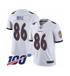 Men's Baltimore Ravens #86 Nick Boyle White Vapor Untouchable Limited Player 100th Season Football Jersey