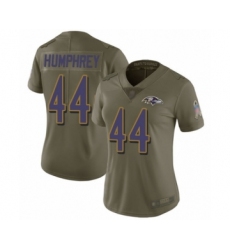 Women's Baltimore Ravens #44 Marlon Humphrey Limited Olive 2017 Salute to Service Football Jersey