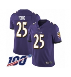 Men's Baltimore Ravens #25 Tavon Young Purple Team Color Vapor Untouchable Limited Player 100th Season Football Jersey