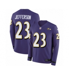 Youth Nike Baltimore Ravens #23 Tony Jefferson Limited Purple Therma Long Sleeve NFL Jersey