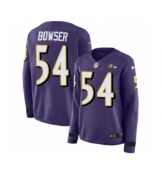 Women's Nike Baltimore Ravens #54 Tyus Bowser Limited Purple Therma Long Sleeve NFL Jersey