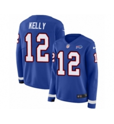 Women's Nike Buffalo Bills #12 Jim Kelly Limited Royal Blue Therma Long Sleeve NFL Jersey