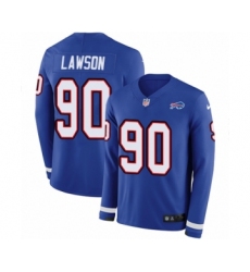 Youth Nike Buffalo Bills #90 Shaq Lawson Limited Royal Blue Therma Long Sleeve NFL Jersey