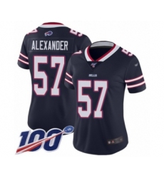 Women's Buffalo Bills #57 Lorenzo Alexander Limited Navy Blue Inverted Legend 100th Season Football Jersey