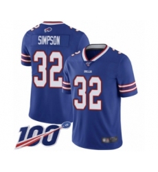 Men's Buffalo Bills #32 O. J. Simpson Royal Blue Team Color Vapor Untouchable Limited Player 100th Season Football Jersey