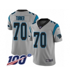 Men's Carolina Panthers #70 Trai Turner Silver Inverted Legend Limited 100th Season Football Jersey