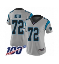 Women's Carolina Panthers #72 Taylor Moton Silver Inverted Legend Limited 100th Season Football Jersey
