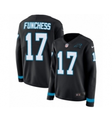 Women's Nike Carolina Panthers #17 Devin Funchess Limited Black Therma Long Sleeve NFL Jersey