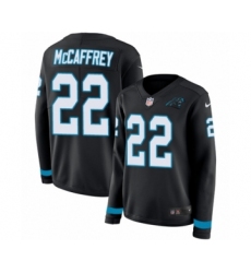 Women's Nike Carolina Panthers #22 Christian McCaffrey Limited Black Therma Long Sleeve NFL Jersey