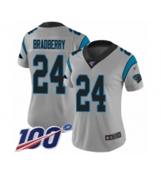 Women's Carolina Panthers #24 James Bradberry Silver Inverted Legend Limited 100th Season Football Jersey
