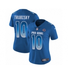 Women's Chicago Bears #10 Mitchell Trubisky Limited Royal Blue NFC 2019 Pro Bowl Football Jersey