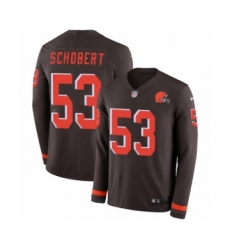 Youth Nike Cleveland Browns #53 Joe Schobert Limited Brown Therma Long Sleeve NFL Jersey
