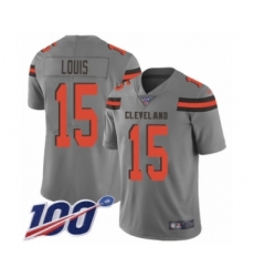 Men's Cleveland Browns #15 Ricardo Louis Limited Gray Inverted Legend 100th Season Football Jersey