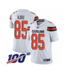 Men's Cleveland Browns #85 David Njoku White Vapor Untouchable Limited Player 100th Season Football Jersey