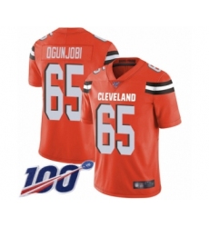 Men's Cleveland Browns #65 Larry Ogunjobi Orange Alternate Vapor Untouchable Limited Player 100th Season Football Jersey