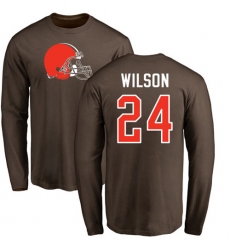NFL Nike Cleveland Browns #24 Howard Wilson Brown Name & Number Logo Long Sleeve T-Shirt