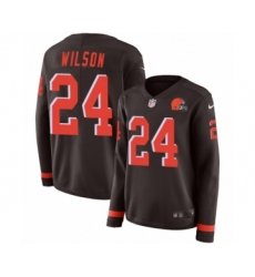 Women's Nike Cleveland Browns #24 Howard Wilson Limited Brown Therma Long Sleeve NFL Jersey