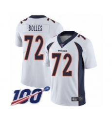 Men's Denver Broncos #72 Garett Bolles White Vapor Untouchable Limited Player 100th Season Football Jersey