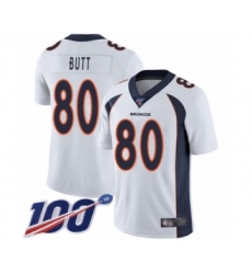 Men's Denver Broncos #80 Jake Butt White Vapor Untouchable Limited Player 100th Season Football Jersey