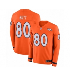 Men's Nike Denver Broncos #80 Jake Butt Limited Orange Therma Long Sleeve NFL Jersey