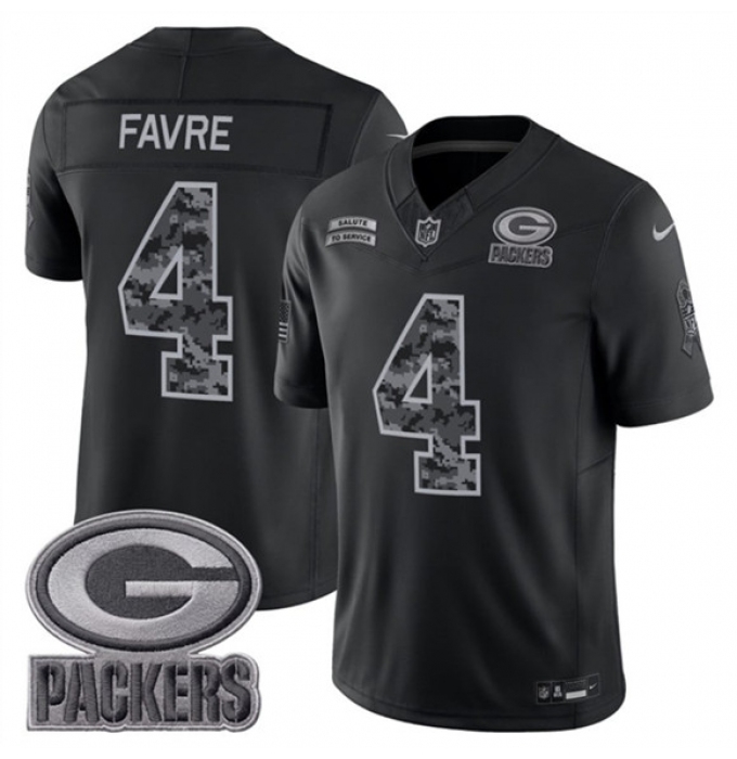 Men's Green Bay Packers #4 Brett Favre Black 2026 F.U.S.E. Salute to Service Limited Football Stitched Jersey
