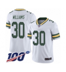 Men's Green Bay Packers #30 Jamaal Williams White Vapor Untouchable Limited Player 100th Season Football Jersey