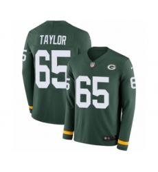 Men's Nike Green Bay Packers #65 Lane Taylor Limited Green Therma Long Sleeve NFL Jersey