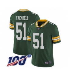 Men's Green Bay Packers #51 Kyler Fackrell Green Team Color Vapor Untouchable Limited Player 100th Season Football Jersey