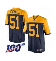 Men's Green Bay Packers #51 Kyler Fackrell Limited Navy Blue Alternate 100th Season Football Jersey