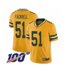 Youth Green Bay Packers #51 Kyler Fackrell Limited Gold Rush Vapor Untouchable 100th Season Football Jersey