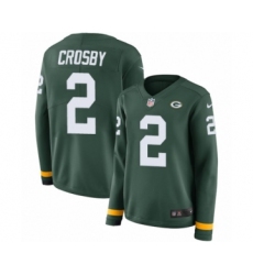 Women's Nike Green Bay Packers #2 Mason Crosby Limited Green Therma Long Sleeve NFL Jersey