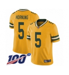 Youth Green Bay Packers #5 Paul Hornung Limited Gold Rush Vapor Untouchable 100th Season Football Jersey